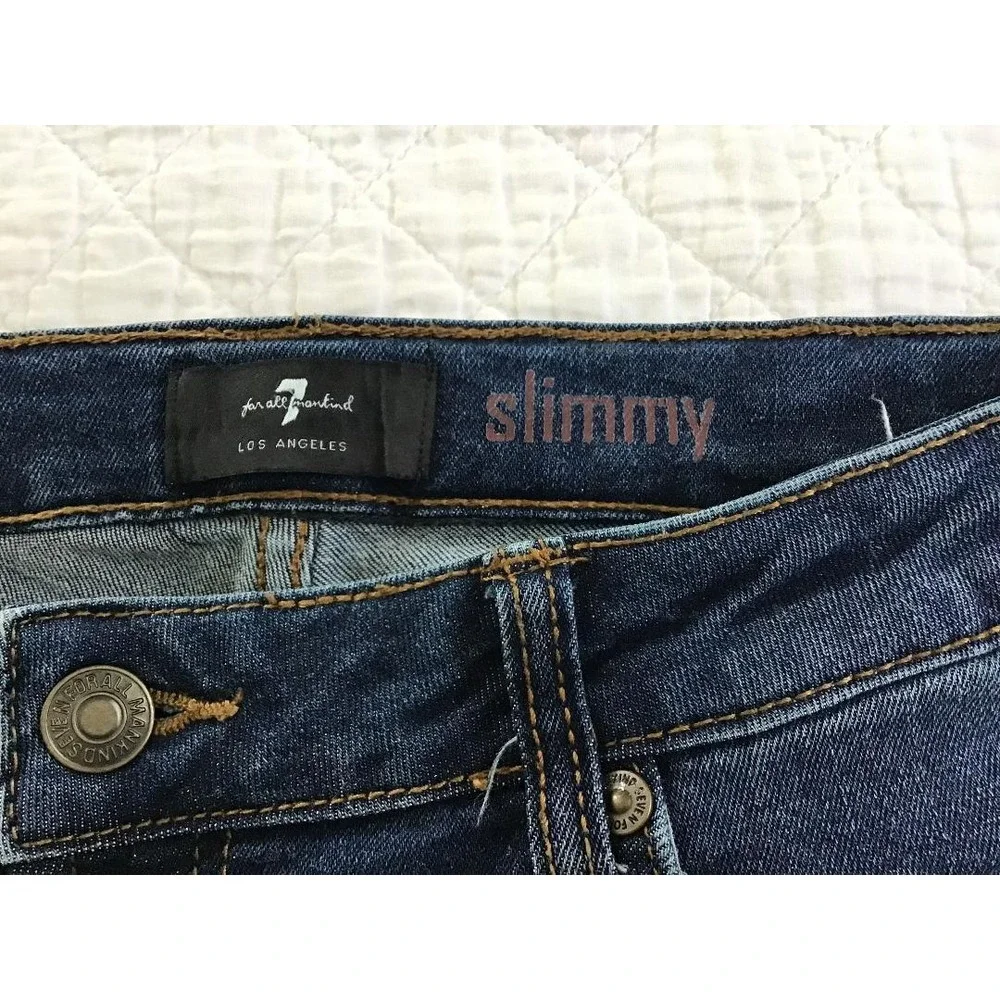 7 For All Mankind Slimmy Dark Wash Slim Fit Straight Leg Jeans Size 16 Girls EUC
